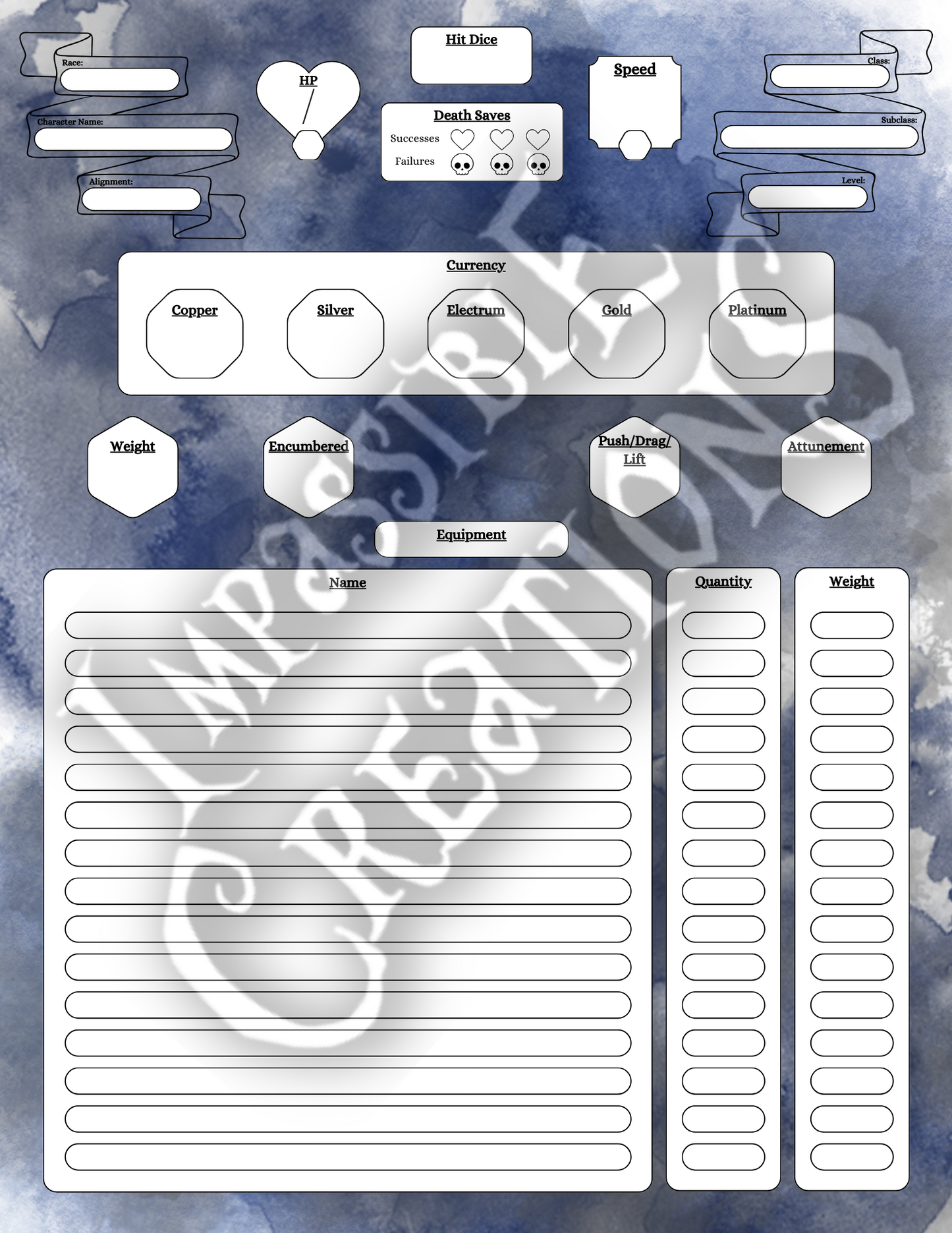 The Midnight Rose Character Sheet Impassible Creations