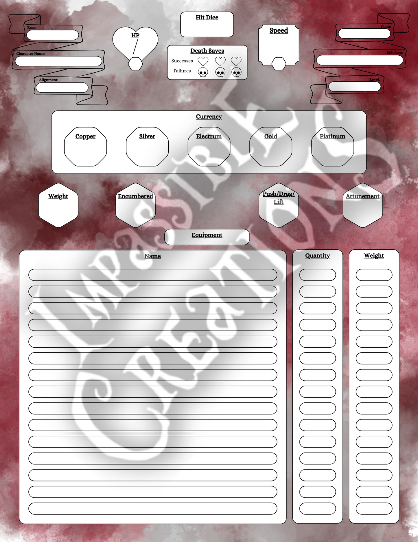 Immolation Character Sheet Impassible Creations