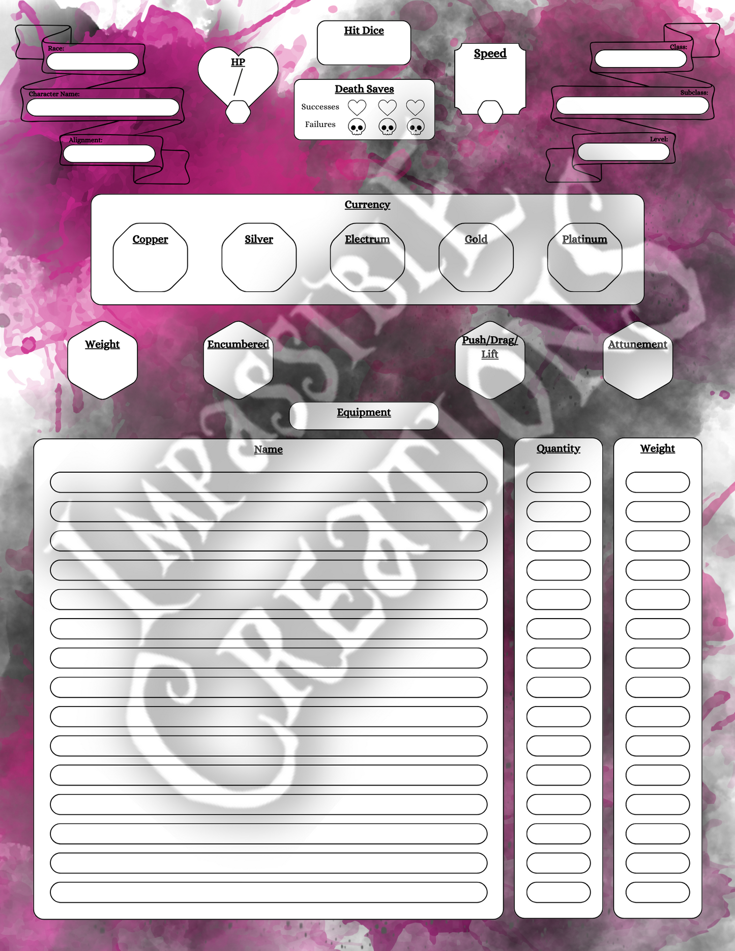 Enchanting Rakshasa Character Sheet Impassible Creations