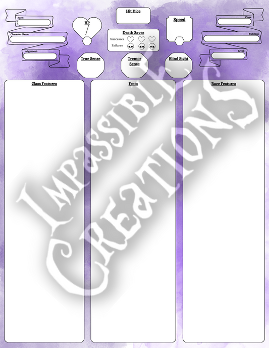 Bane Character Sheet Impassible Creations