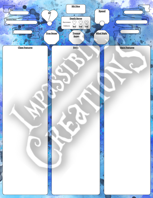 Wall of Water Character Sheet Impassible Creations