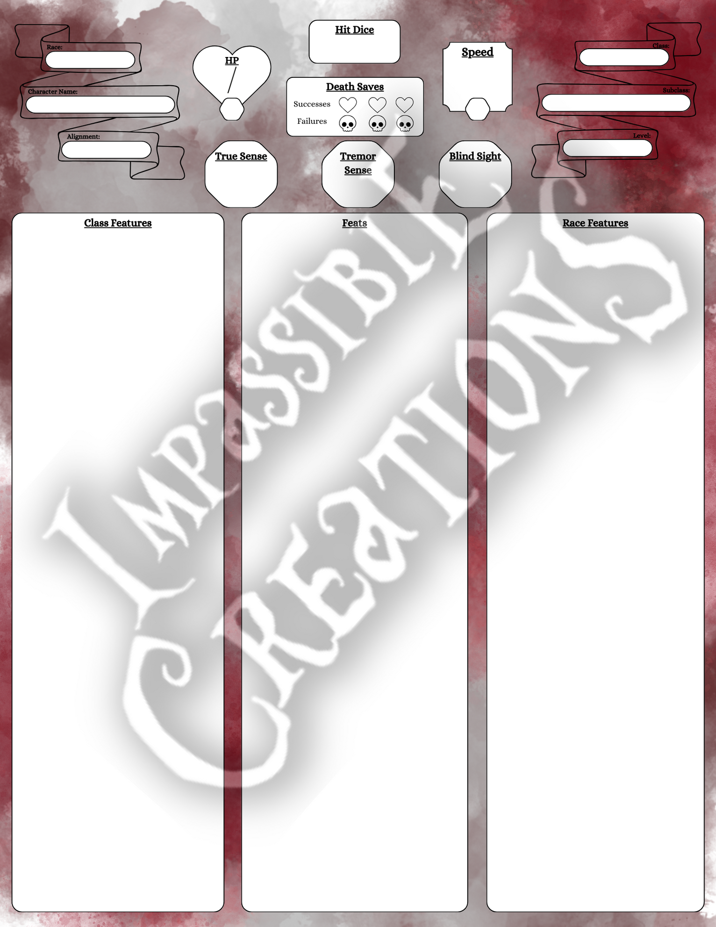 Immolation Character Sheet Impassible Creations