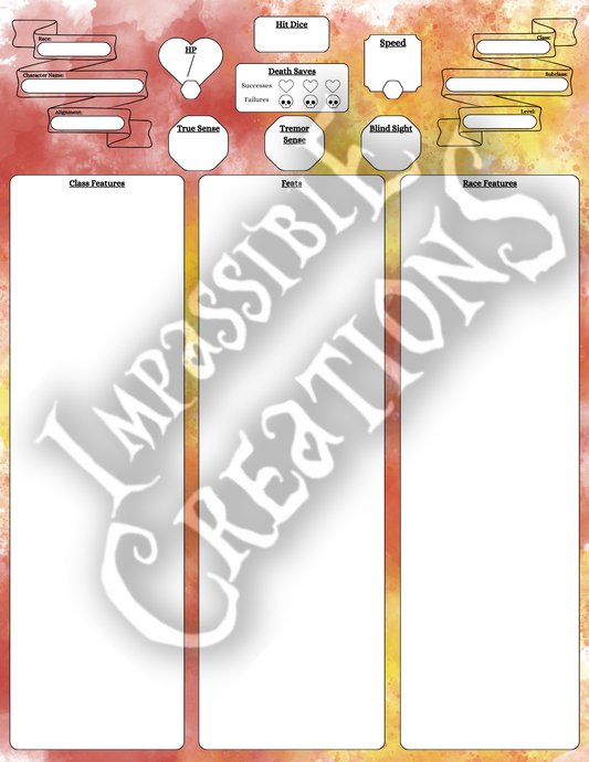 Fireball Character Sheet Impassible Creations