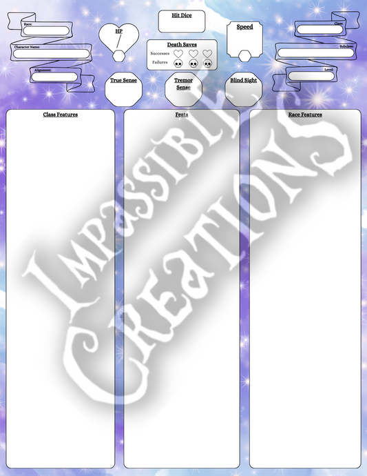 Moonbeam Character Sheet Impassible Creations