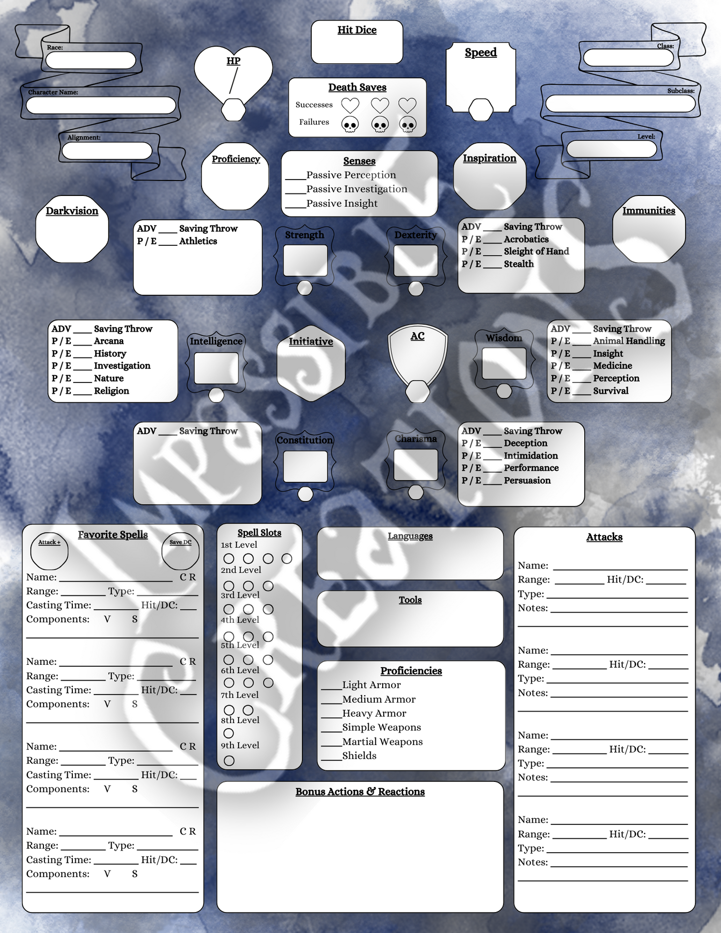 The Midnight Rose Character Sheet Impassible Creations