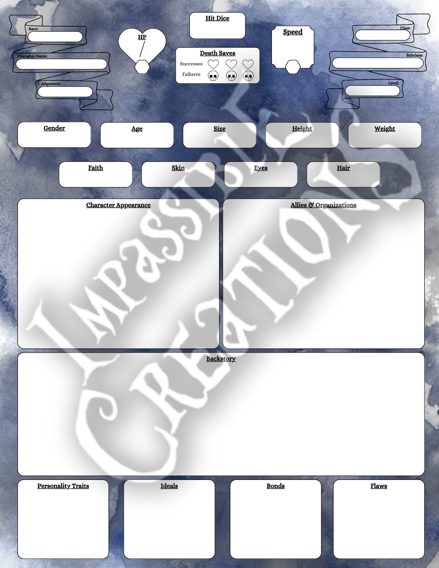 The Midnight Rose Character Sheet Impassible Creations