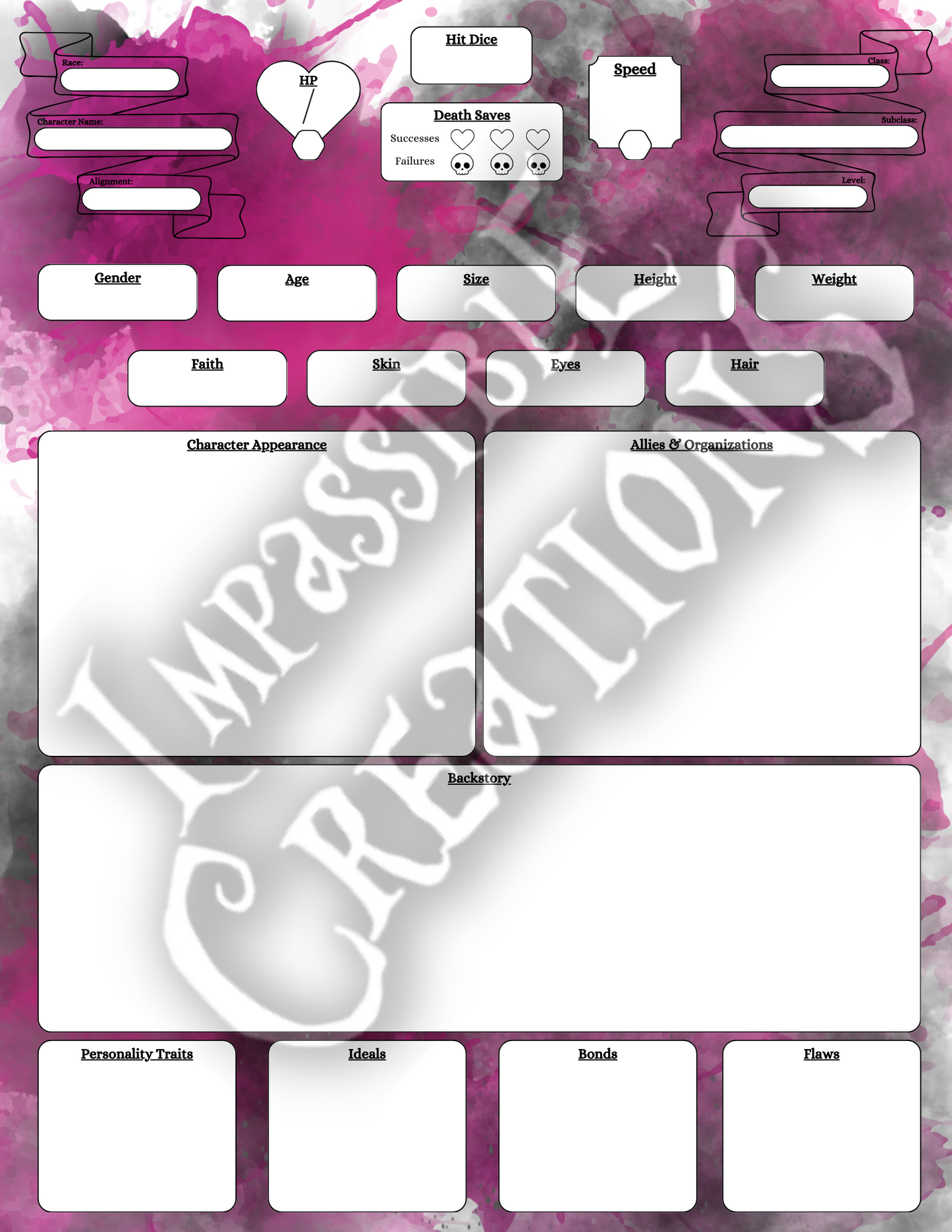 Enchanting Rakshasa Character Sheet Impassible Creations