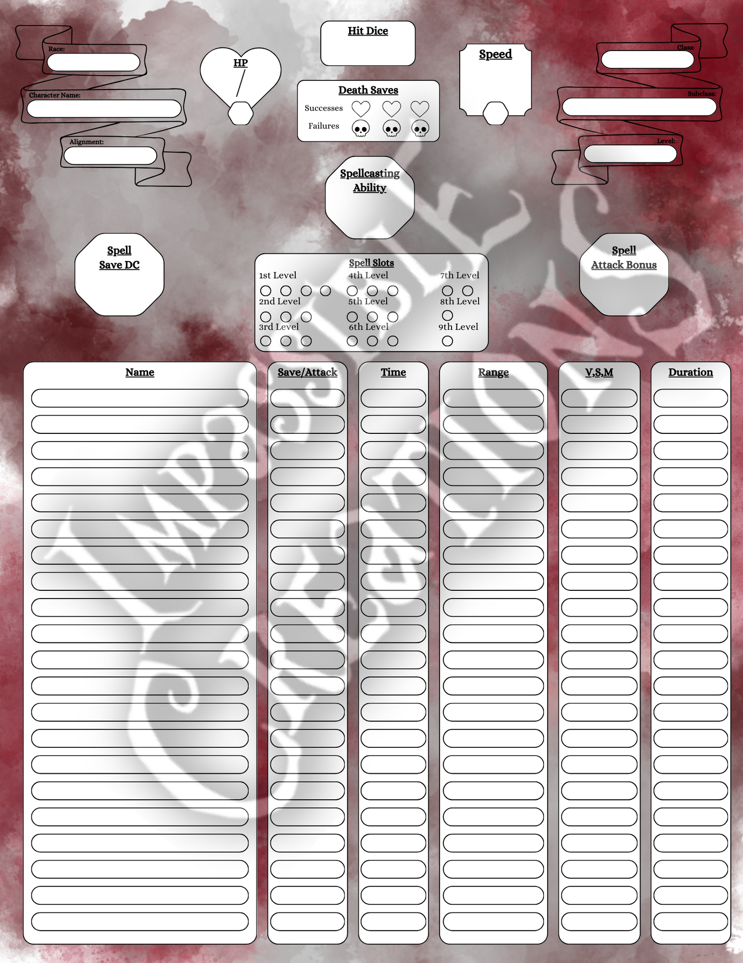 Immolation Character Sheet Impassible Creations