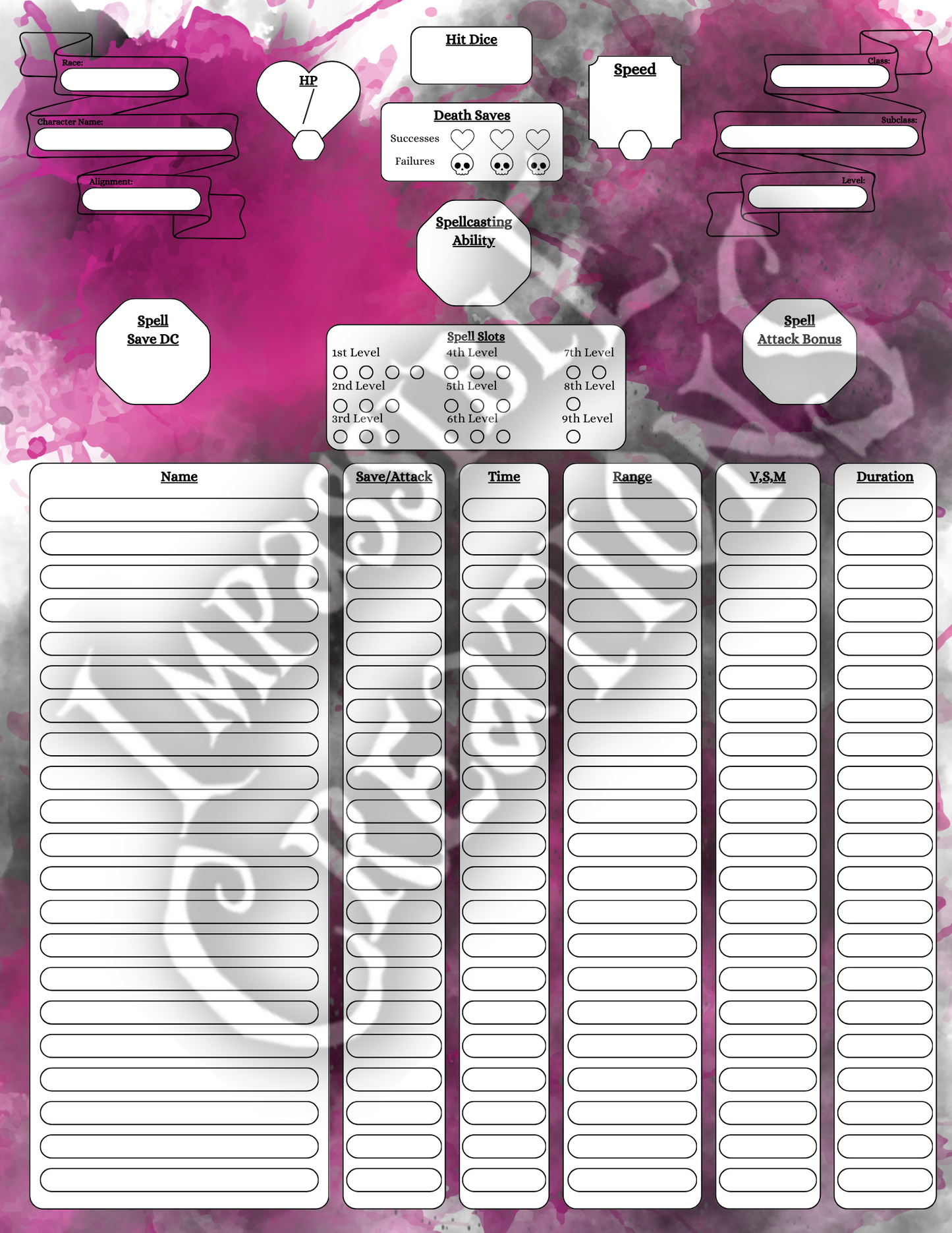 Enchanting Rakshasa Character Sheet Impassible Creations