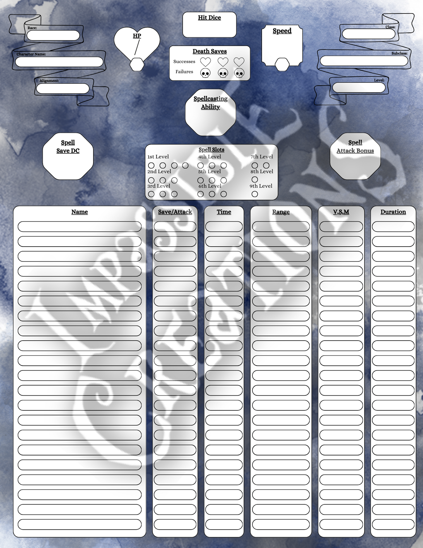 The Midnight Rose Character Sheet Impassible Creations