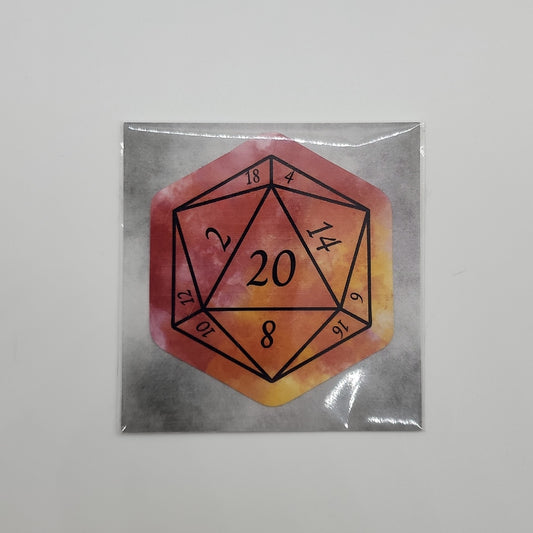 Sticker- Fireball Nat 20 D20 Packaging