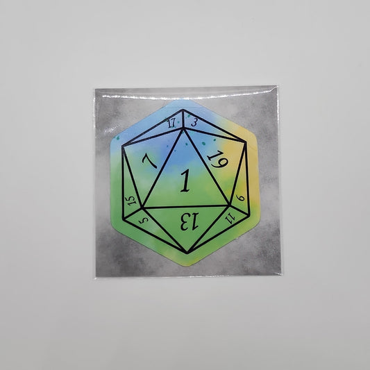 Hypnotic Pattern- Nat 1 D20 Sticker Packaging