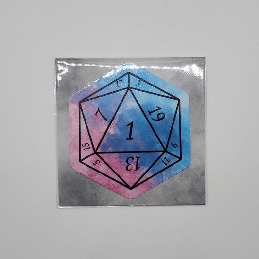 The Cotton Candy Rose- Nat 1 D20 Sticker Packaging