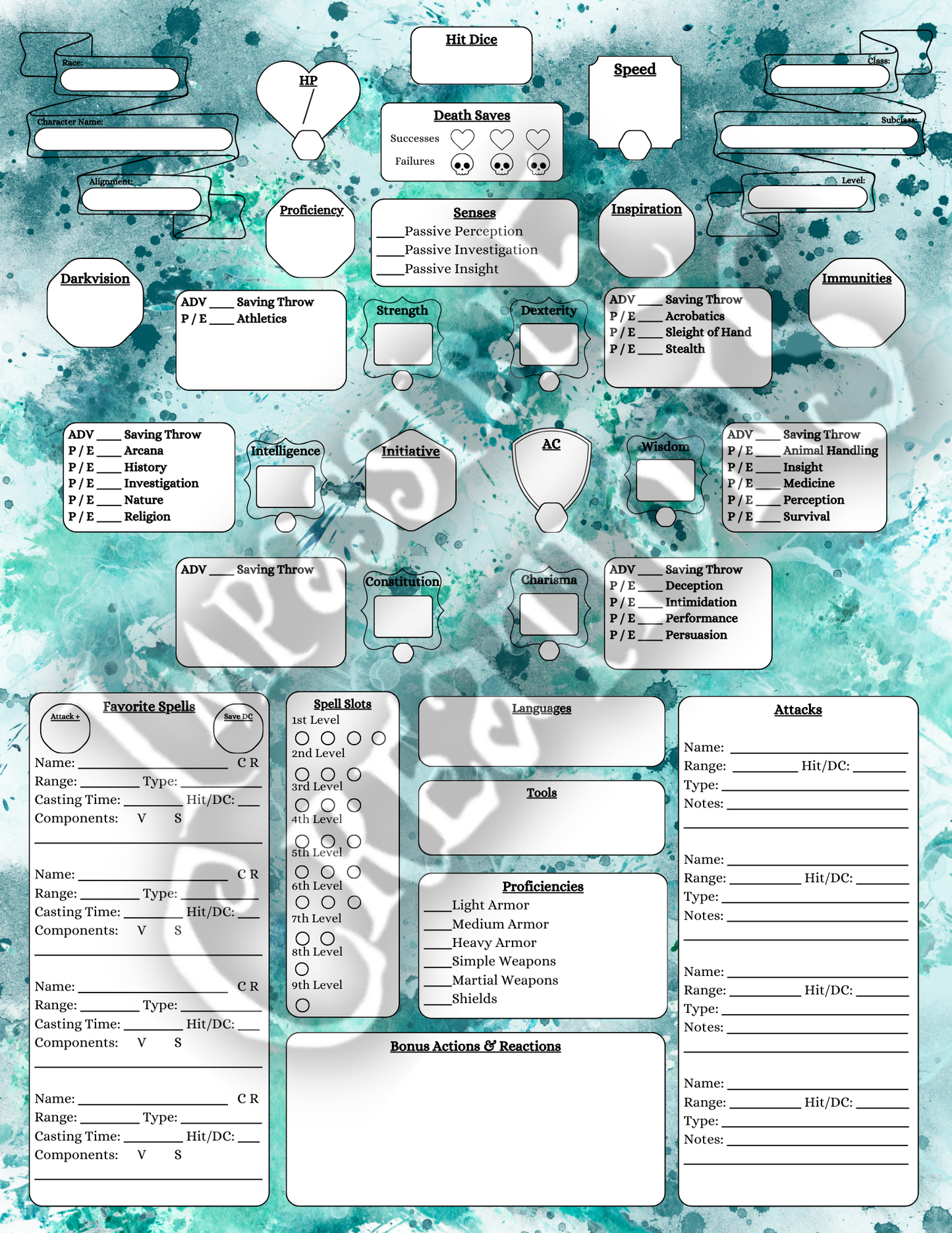 Entangle Character Sheet Impassible Creations