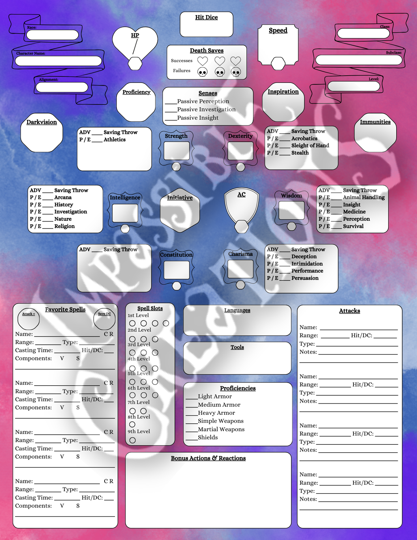 Detect Magic Character Sheet Impassible Creations