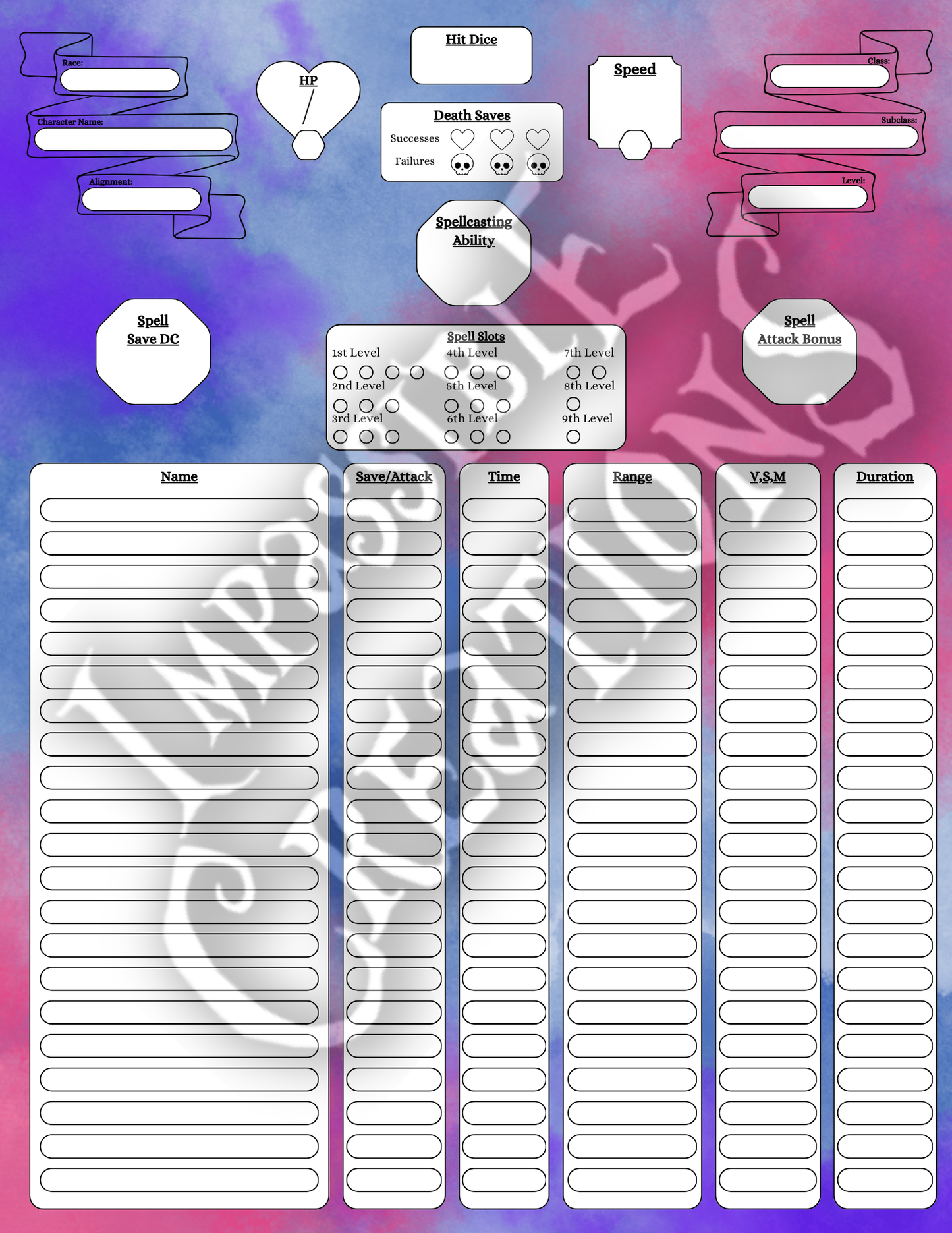 Detect Magic Character Sheet Impassible Creations