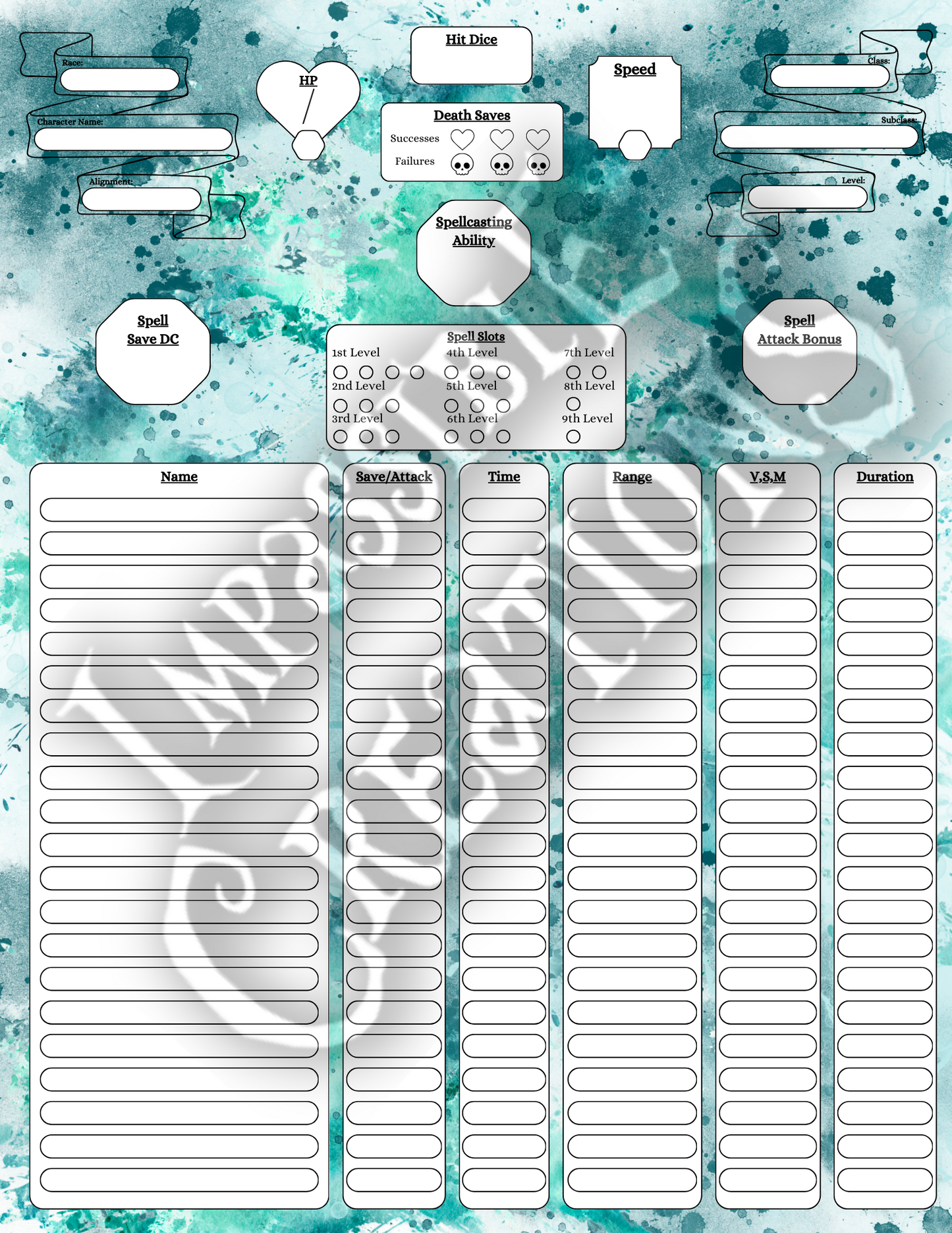 Entangle Character Sheet Impassible Creations